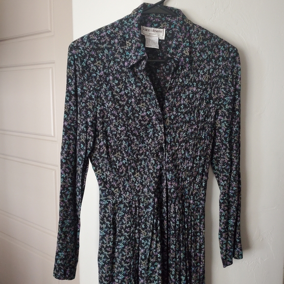 80's Vintage Goth Prairie Calico Maxi Dress - Picture 10 of 16